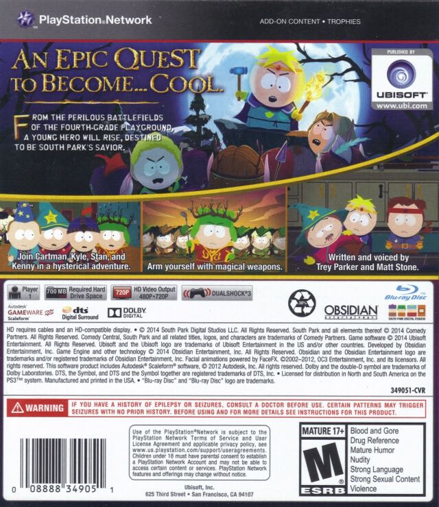 South Park: The Stick of Truth - Sony PlayStation 3 (PS3) (Ubisoft - 1) video game collectible - Main Image 2