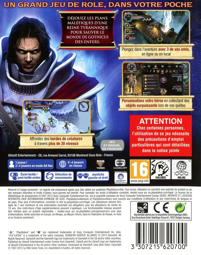 Dungeon Hunter: Alliance - Sony PlayStation Vita (PS Vita) (Gameloft - 2) video game collectible [Barcode 3307215624104] - Main Image 2