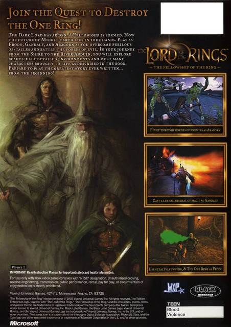 The Lord Of The Ring The Fellowship Of The Ring Ps2 - Sony PlayStation 2 (PS2) video game collectible - Main Image 2