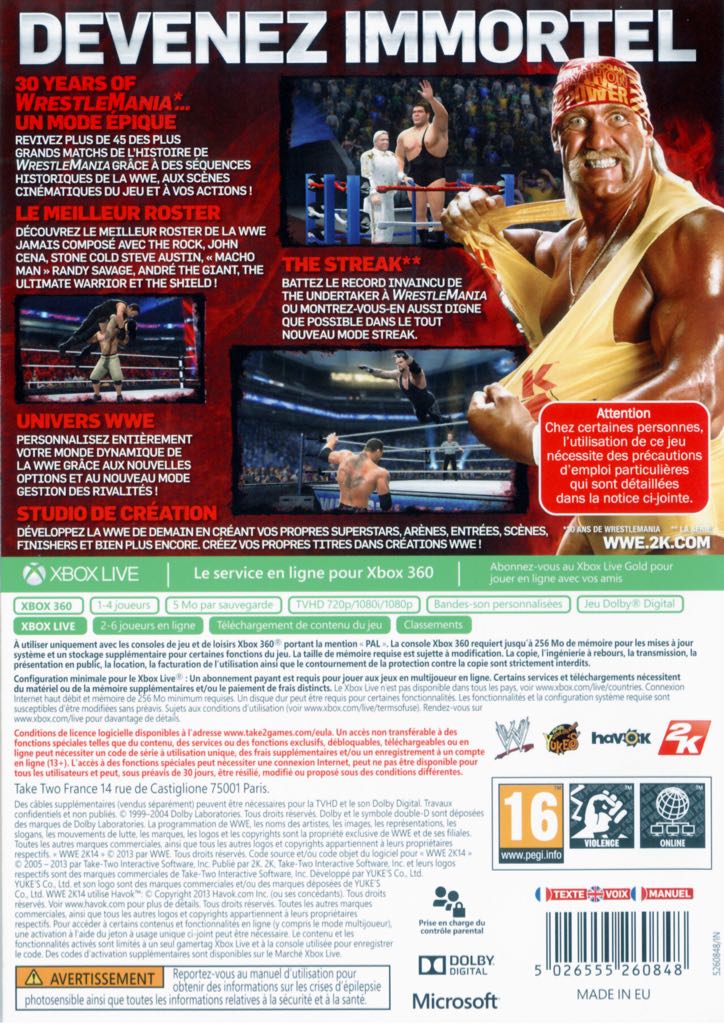 WWE 2K14 - Microsoft Xbox 360 (2K Sports - 4) video game collectible [Barcode 5026555262781] - Main Image 2