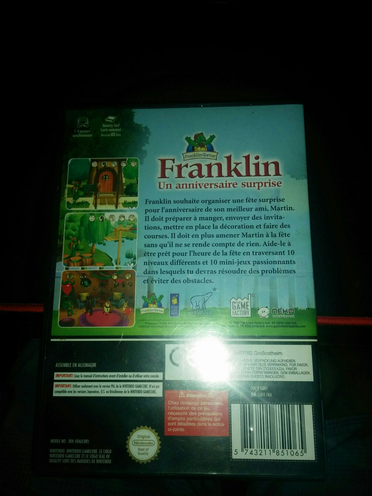 Franklin Un Anniversaire Surprise - Nintendo GameCube video game collectible [Barcode 5743211851065] - Main Image 2