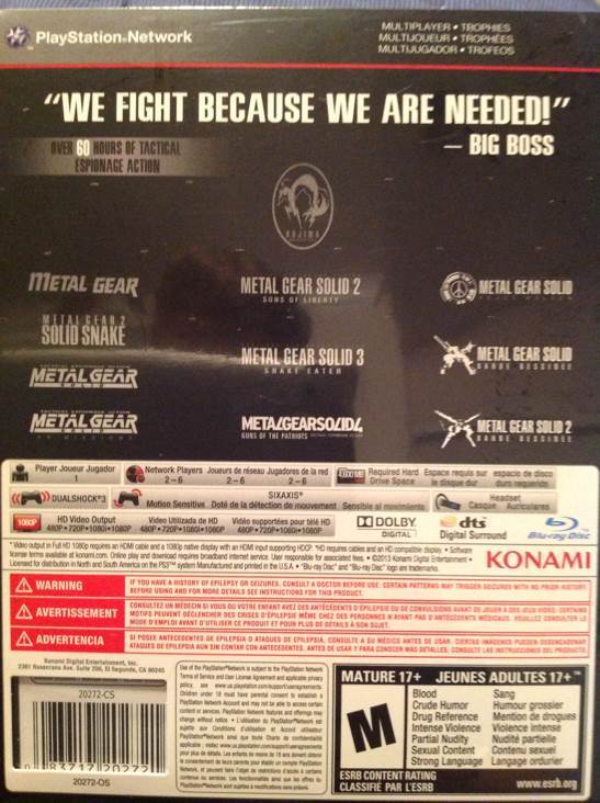 Metal Gear Solid The Legacy Collection - Sony PlayStation 3 (PS3) (Konami - 1) video game collectible [Barcode 083717202721] - Main Image 2