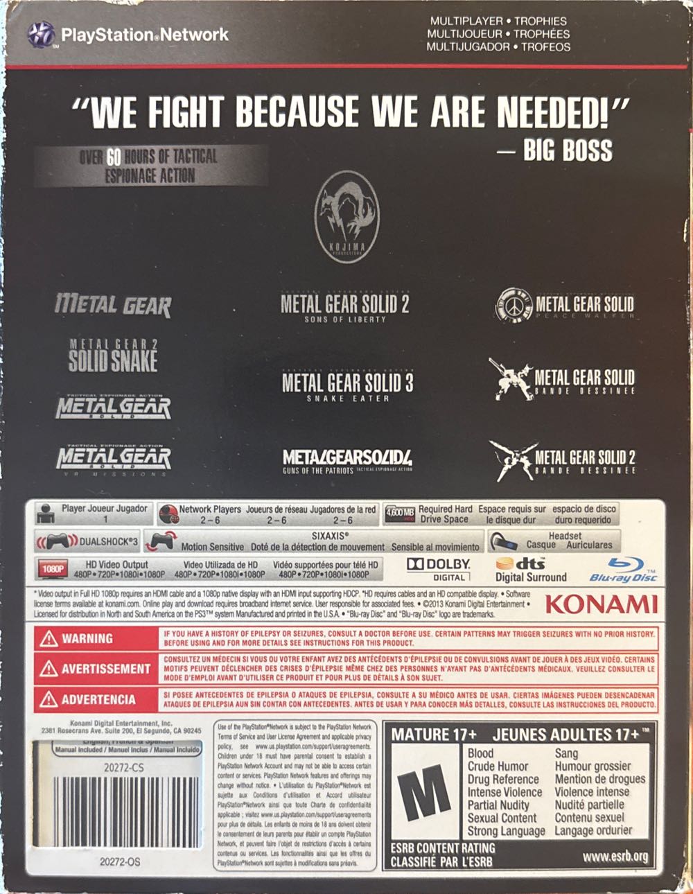 Metal Gear Solid The Legacy Collection - Sony PlayStation 3 (PS3) (Konami - 1) video game collectible [Barcode 083717202721] - Main Image 4