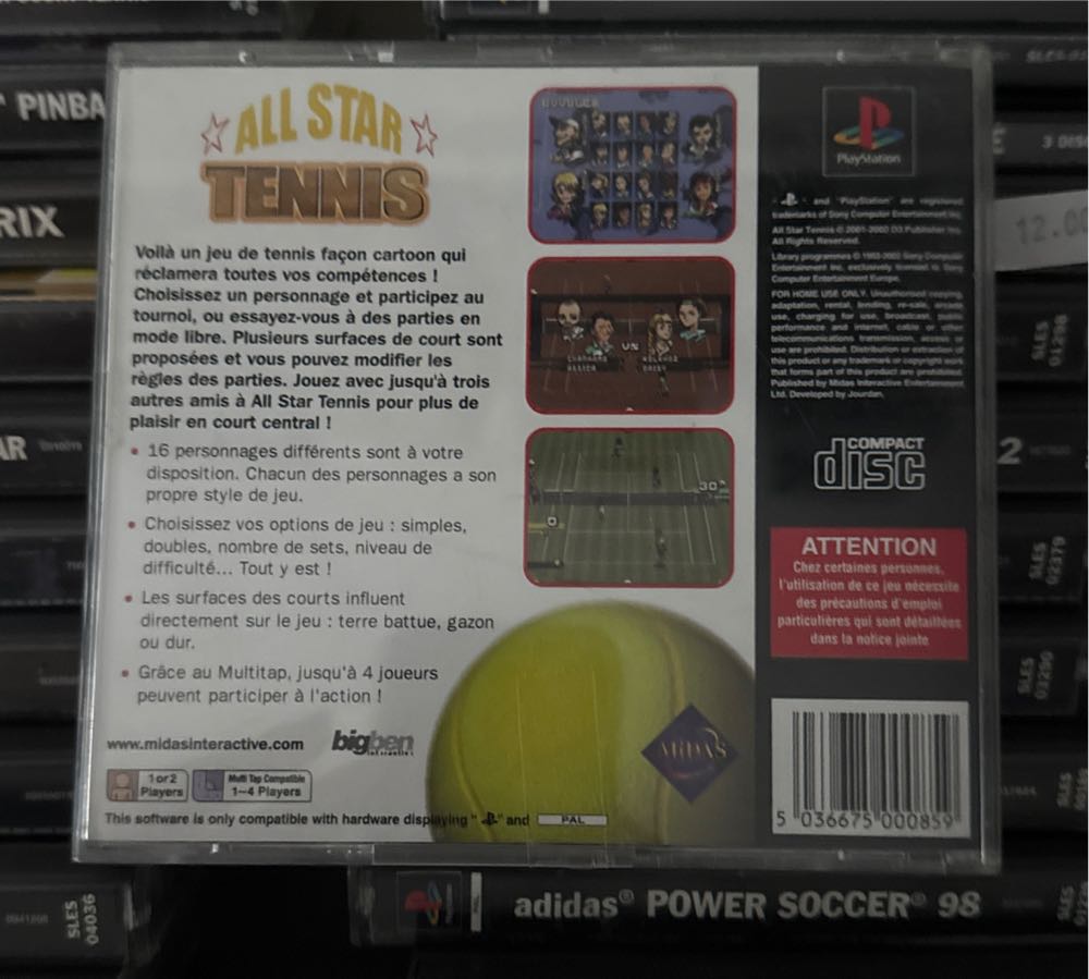 ALL STAR TENNIS - Sony PlayStation video game collectible [Barcode 5036675000859] - Main Image 3