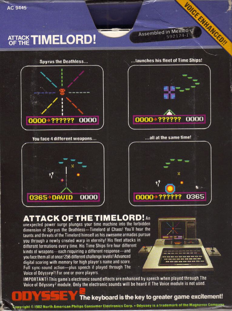 Attack Of The Timelord - Magnavox Odyssey II video game collectible - Main Image 2
