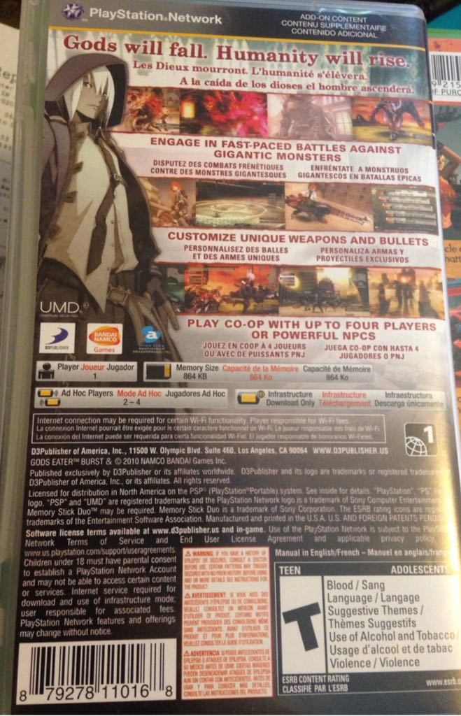 Gods Eater Burst - Sony PlayStation Portable (PSP) (D3 Publisher - 1) video game collectible [Barcode 879278110168] - Main Image 2