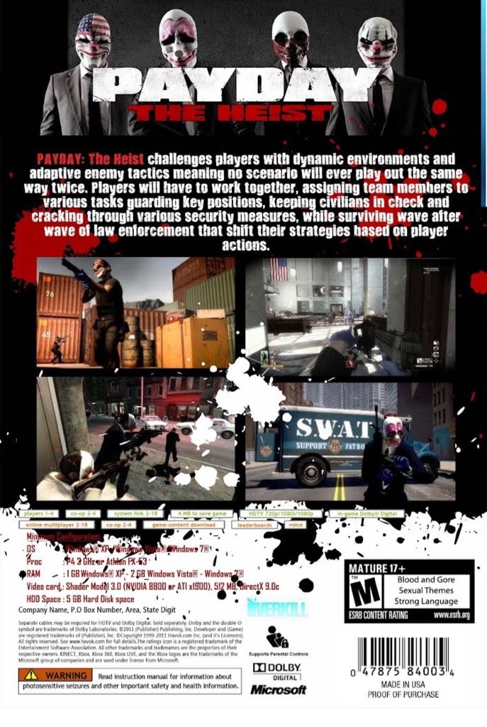 Pay Day The Heist - PC video game collectible - Main Image 2