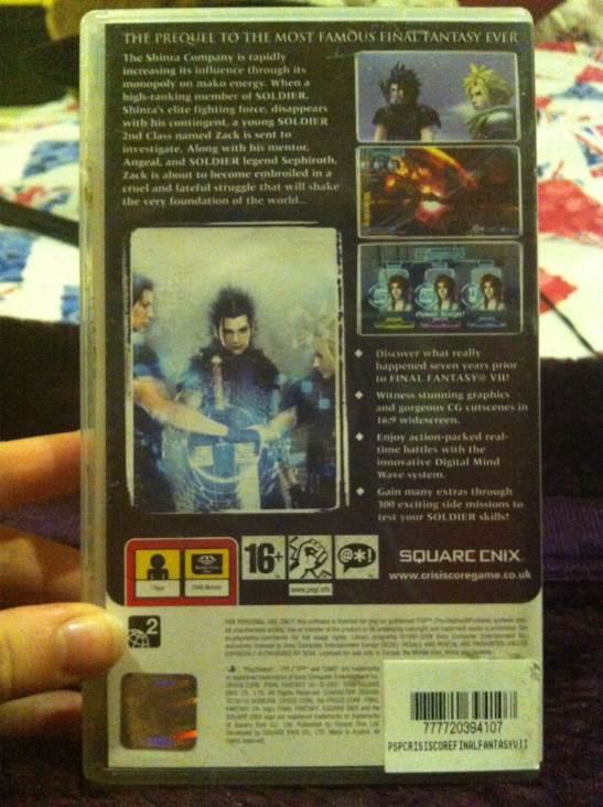 Crisis Core Final Fantasy. VII - Sony PlayStation Portable (PSP) (Square Enix - 1) video game collectible [Barcode 074700000028] - Main Image 2