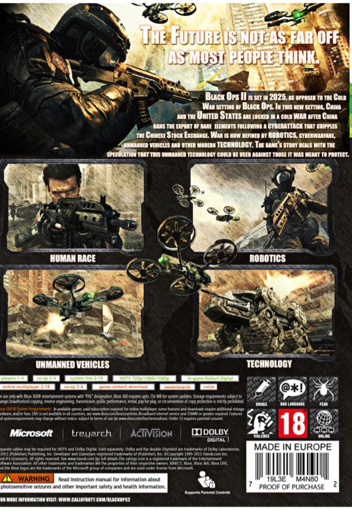 Call Of Duty: Black Ops II - Microsoft Xbox 360 (Treyarch - 1-4) video game collectible [Barcode 5030917114991] - Main Image 2