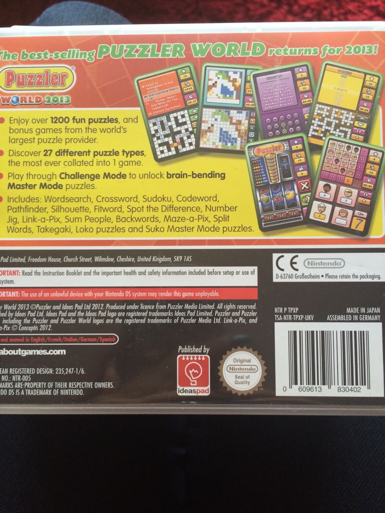 Puzzler World 2013 - Nintendo DS video game collectible - Main Image 2