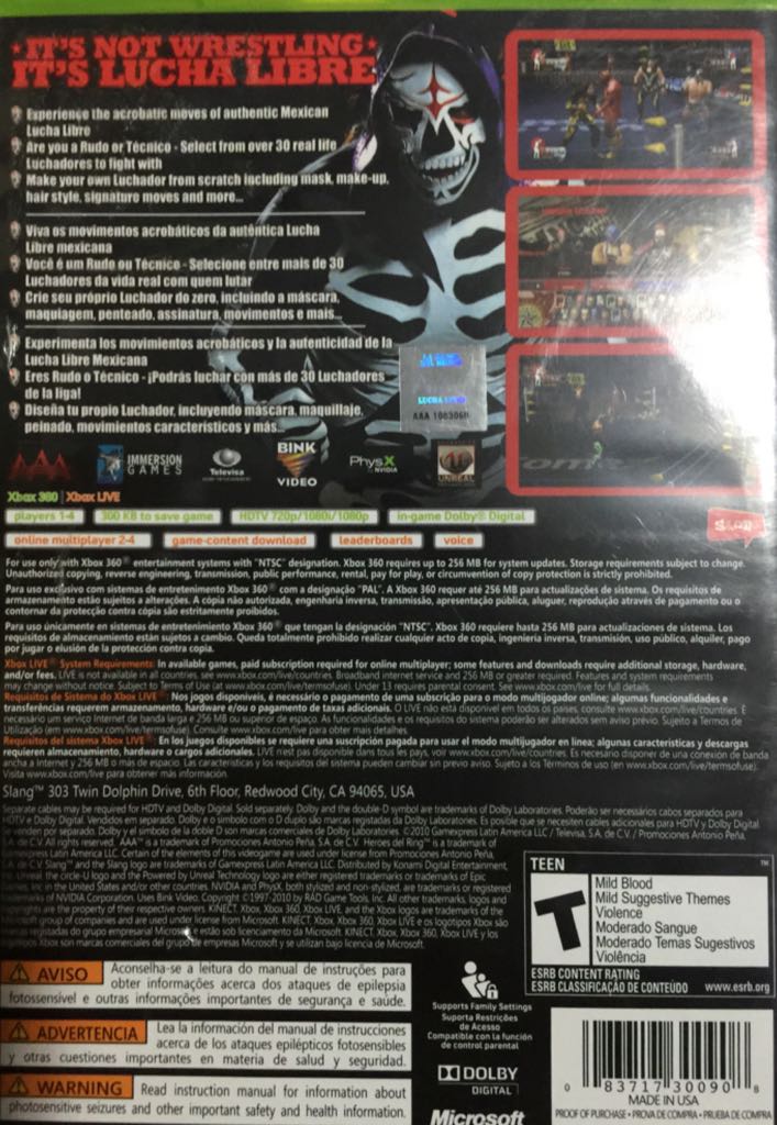 AAA Lucha Libre Héroes Del Ring - Microsoft Xbox 360 video game collectible [Barcode 080922000050] - Main Image 2