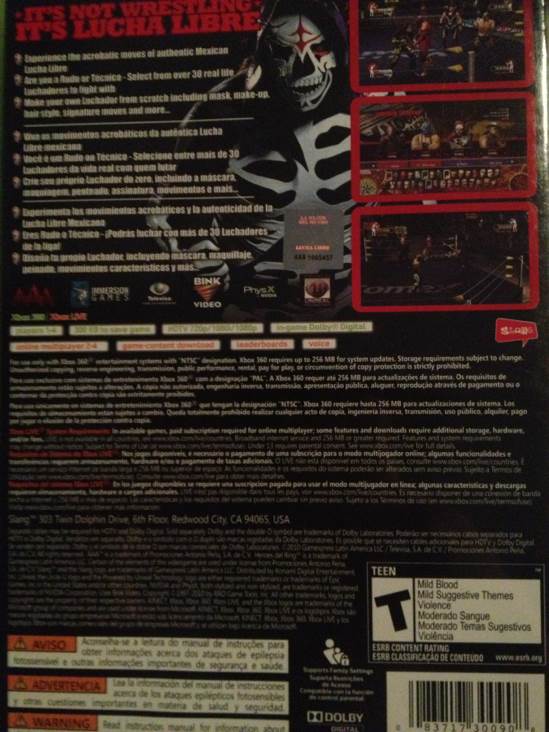 AAA Lucha Libre Héroes Del Ring - Microsoft Xbox 360 (Slang - 4) video game collectible [Barcode 083717300908] - Main Image 2