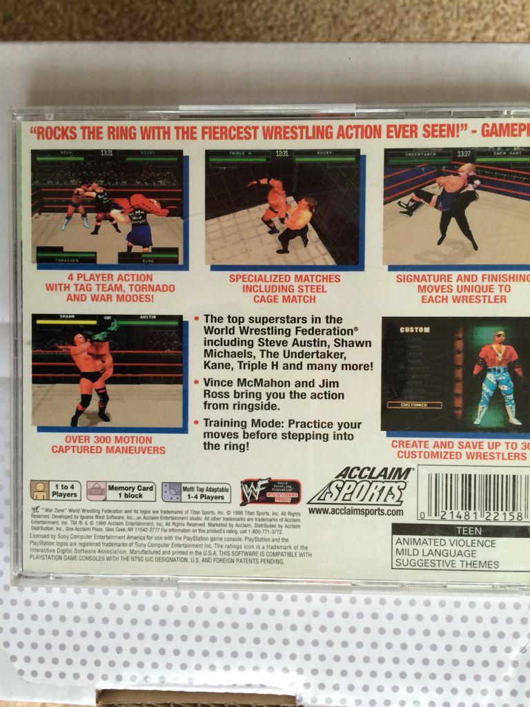 WWF: War Zone - Sony PlayStation (Acclaim Sports) video game collectible [Barcode 021421821586] - Main Image 2