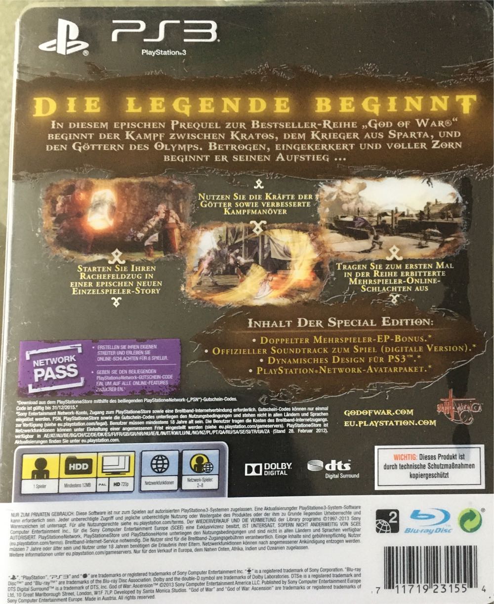 God Of War  Ascension  - Sony PlayStation 3 (PS3) (Sony Computer Entertainment - 1) video game collectible [Barcode 711719231554] - Main Image 2