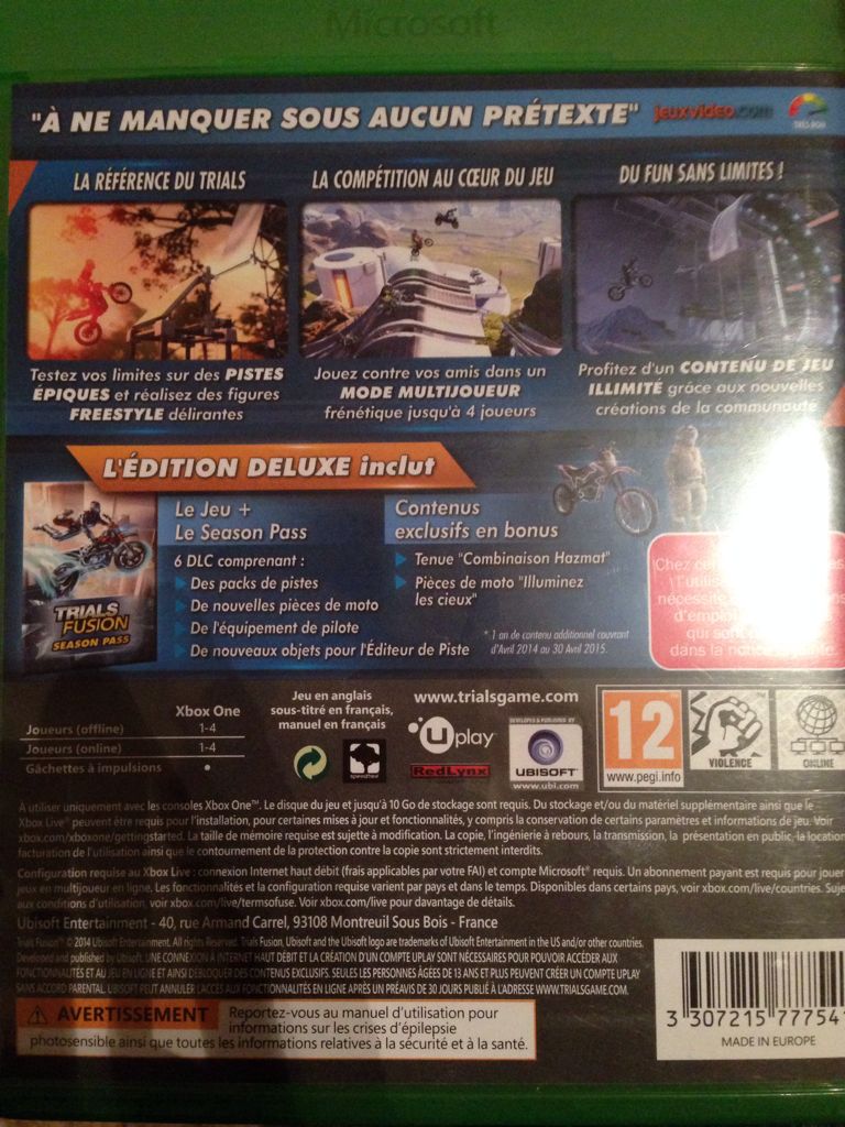 Trials Fusion - Ãdition Deluxe - Microsoft Xbox One video game collectible [Barcode 3307215777541] - Main Image 2