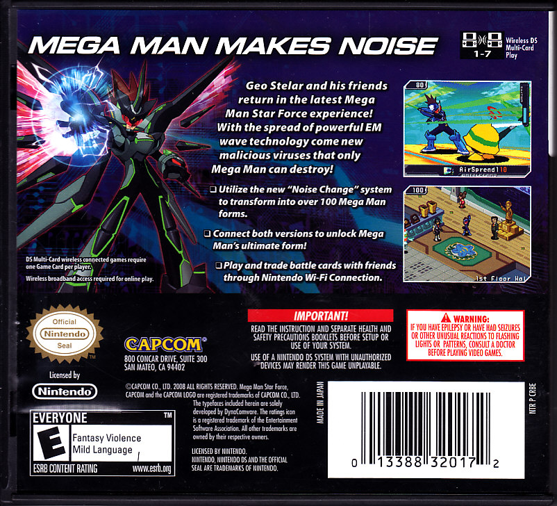 Mega Man Star Force 3: Black Ace - Nintendo DS (Capcom - 1) video game collectible [Barcode 013388320172] - Main Image 2