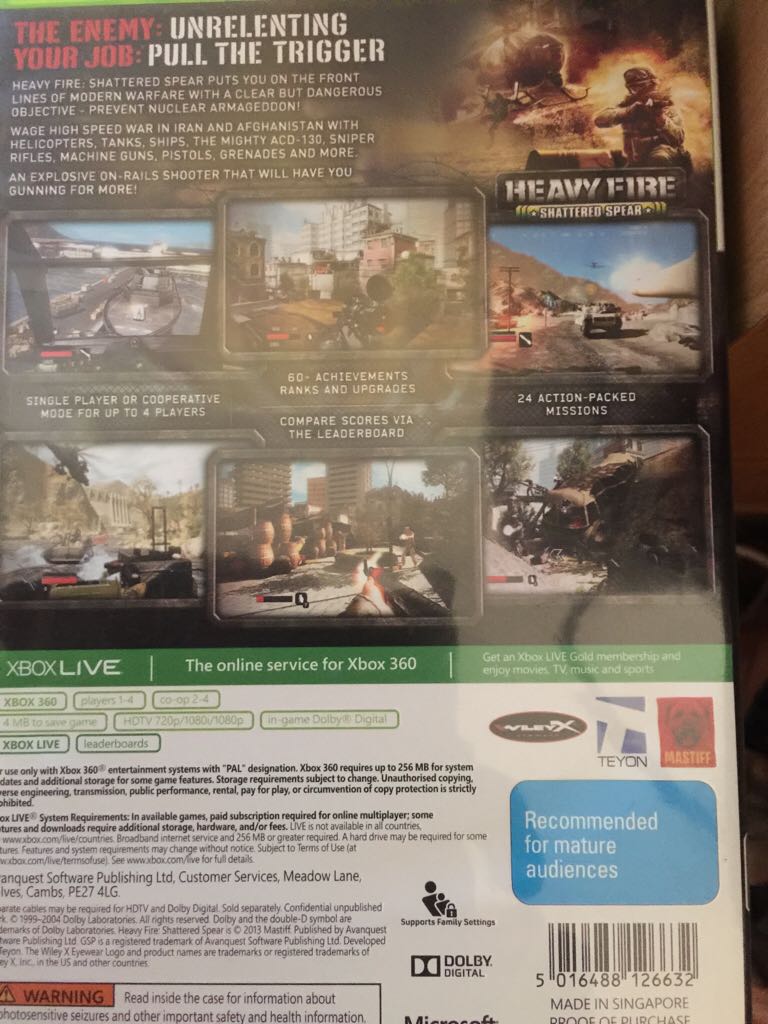 Heavy Fire Shattered Spear - Microsoft Xbox 360 (Mastiff, LLC) video game collectible [Barcode 5016488126632] - Main Image 2