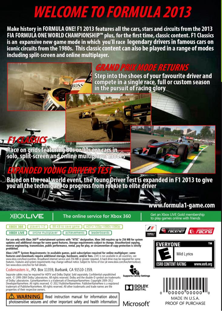 F1 2013 - Microsoft Xbox 360 video game collectible - Main Image 2
