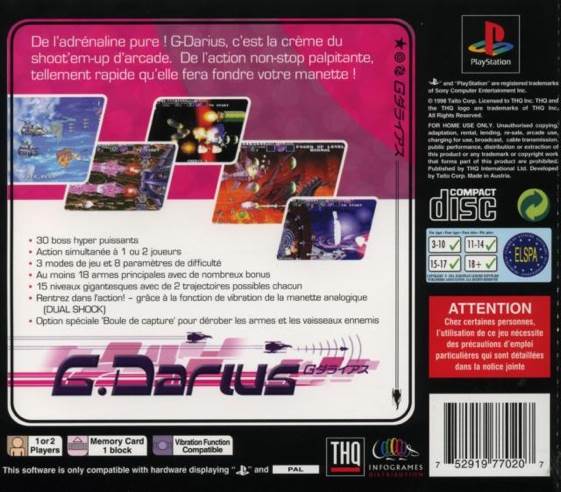 G. Darius - Sony PlayStation (THQ - 1-2) video game collectible [Barcode 752919870204] - Main Image 2