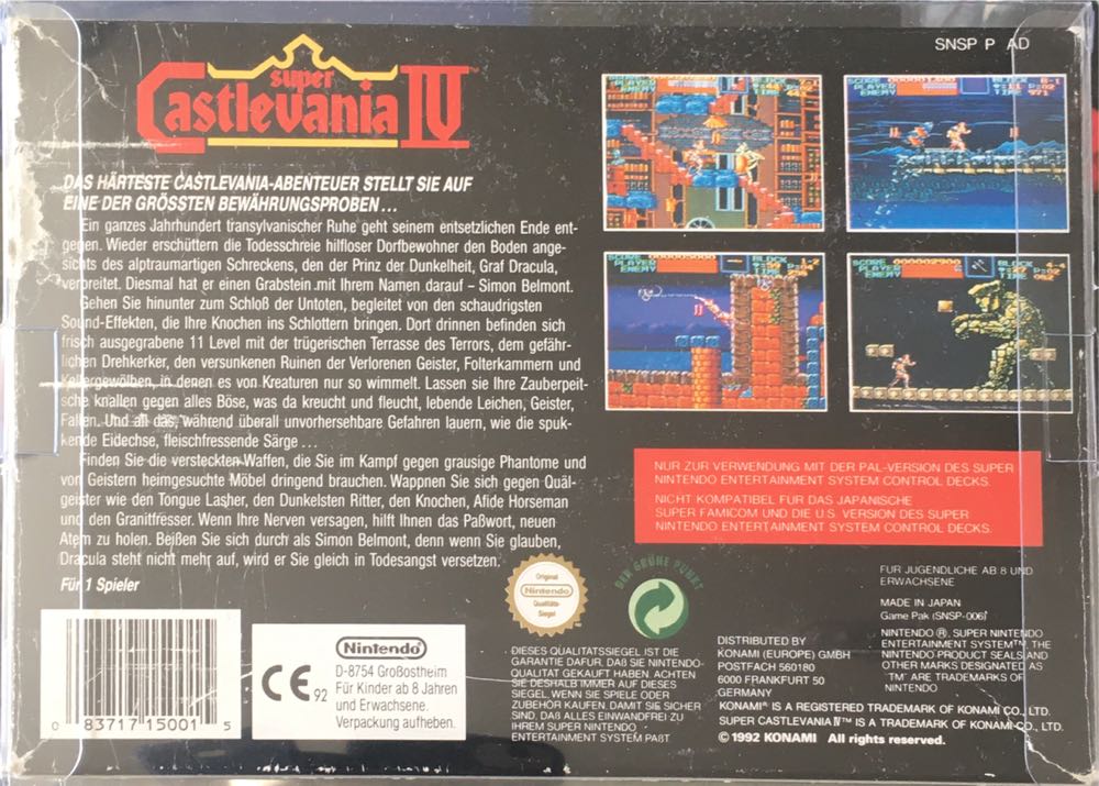 Super Castelvania IV - Nintendo Super Nintendo Entertainment System (SNES) (Konami) video game collectible - Main Image 2
