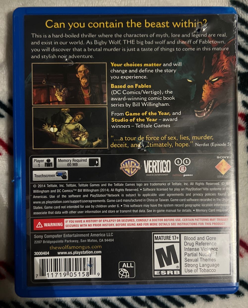 The Wolf Among Us - Sony PlayStation Vita (PS Vita) video game collectible - Main Image 2