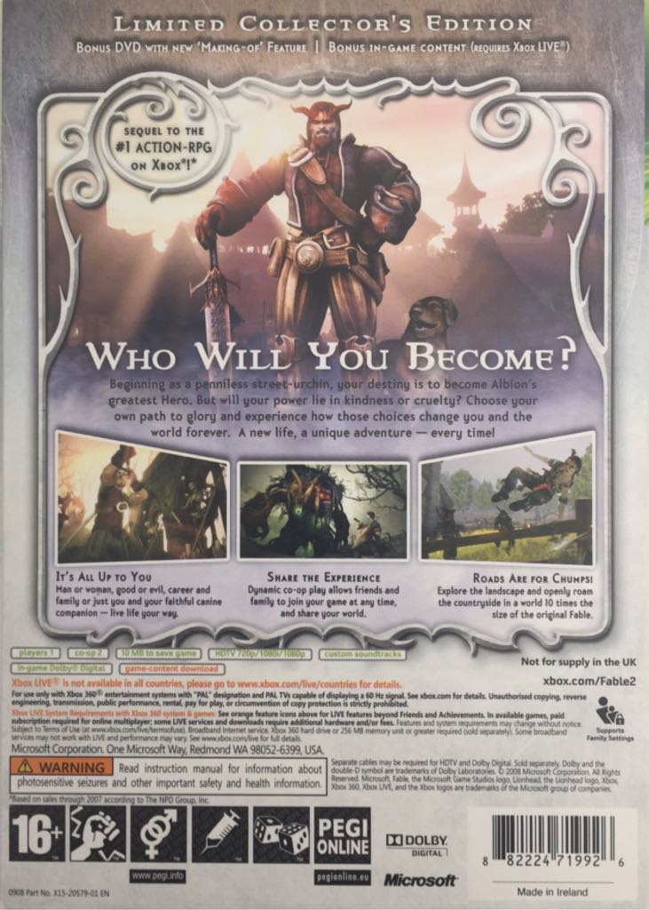 Fable 2 Limited Collector’s Edition - Microsoft Xbox 360 (Boite Et Notice - 1) video game collectible [Barcode 882224719926] - Main Image 2