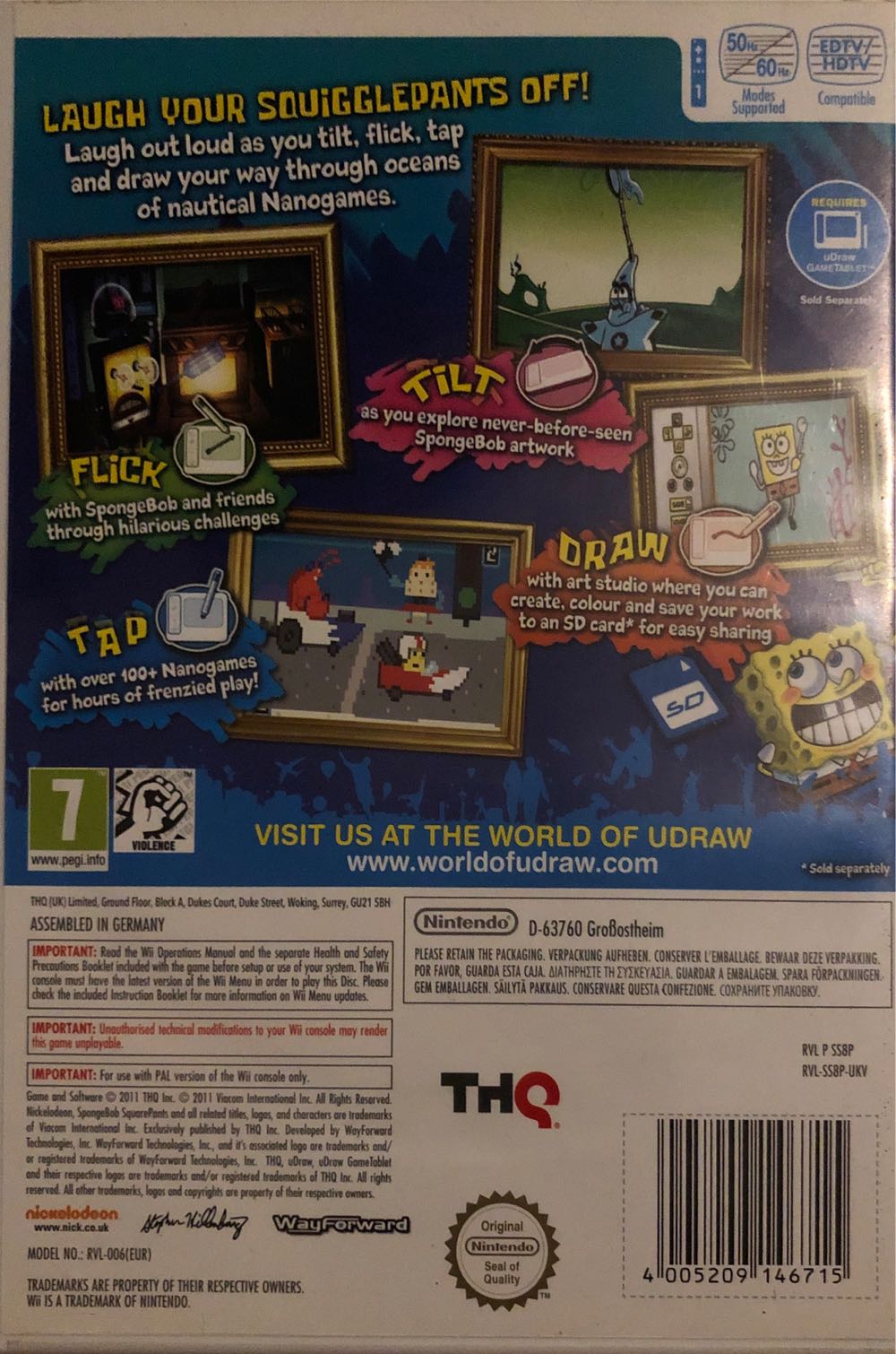 U Draw Spongebob Squigglepants - Nintendo Wii (THQ - 1) video game collectible [Barcode 4005209146715] - Main Image 2