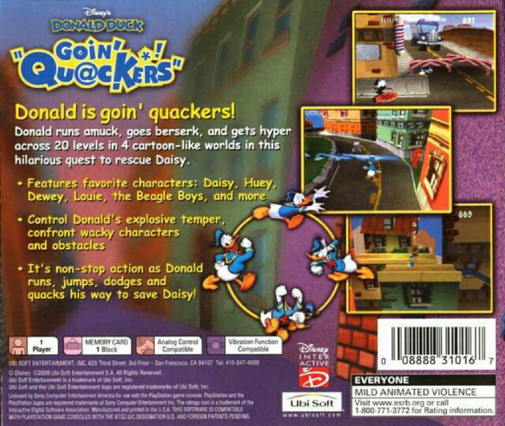 Disney’s Donald Duck Goin’ Quackers - Sony PlayStation (Disney - 1) video game collectible [Barcode 008888310167] - Main Image 2