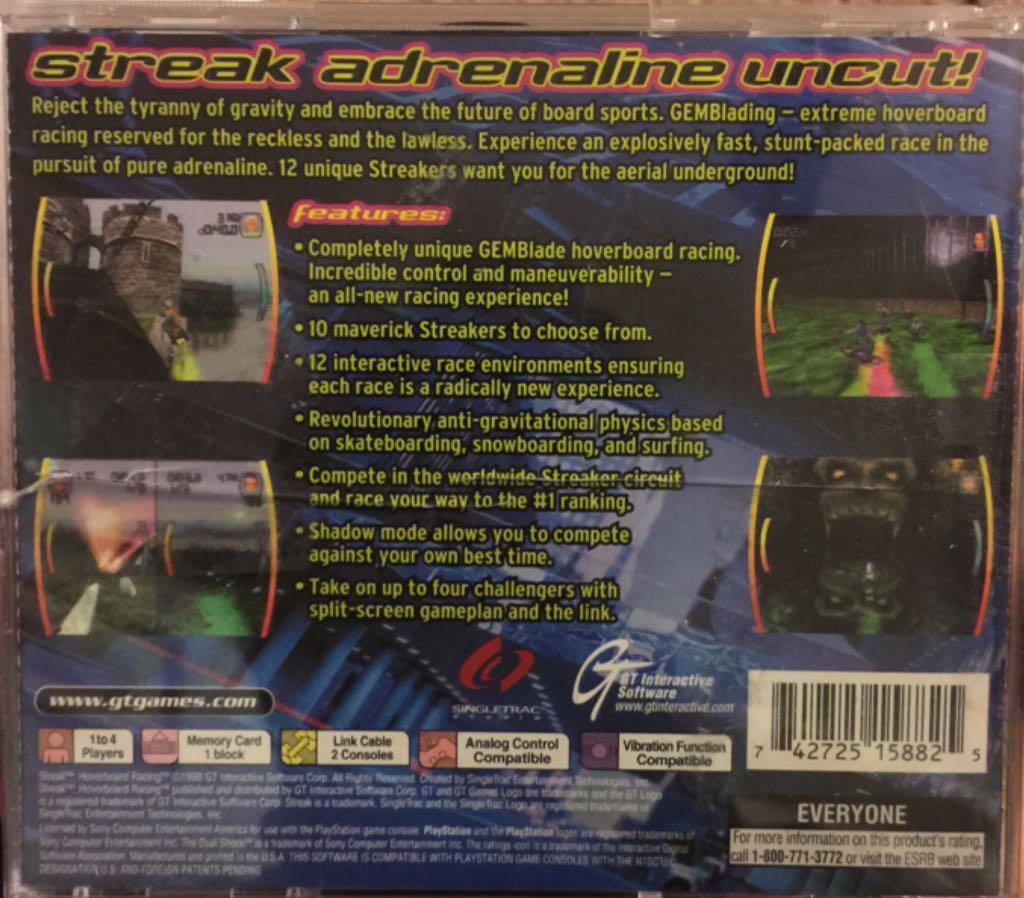 Streak - Sony PlayStation (GT Interactive Software - 4) video game collectible [Barcode 742725158825] - Main Image 2