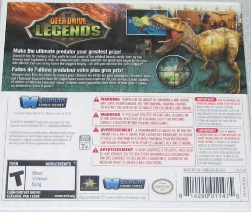 Deer Drive Legends - Nintendo 3DS (Maximum Family Games) video game collectible [Barcode 814290011475] - Main Image 2