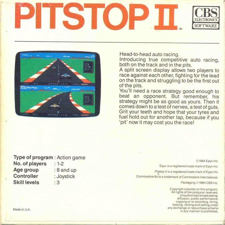 Pitstop 2 - Commodore 64 (Epyx) video game collectible - Main Image 2