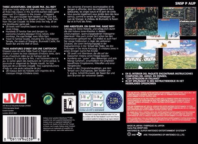 Indiana Jones’ Greatest Adventures - Nintendo Super Nintendo Entertainment System (SNES) video game collectible - Main Image 2