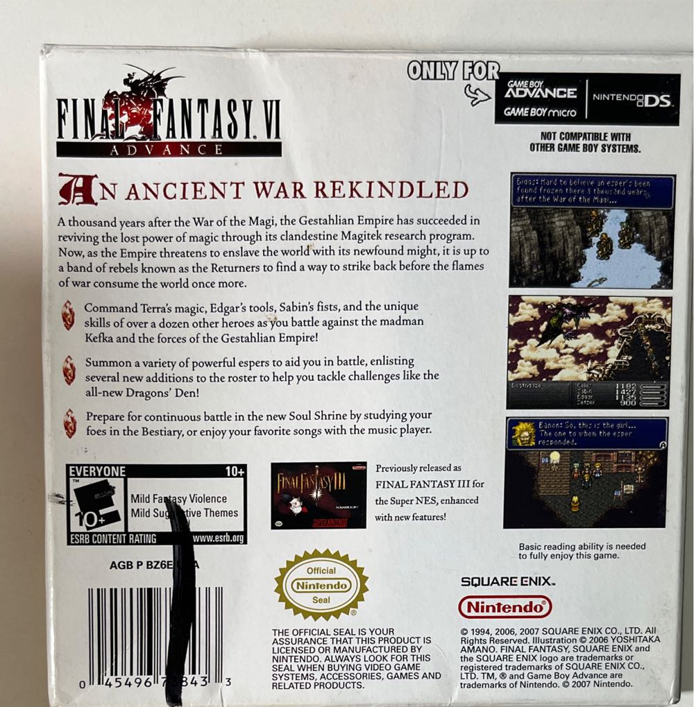 Final Fantasy 6 Advance Gba - Nintendo Game Boy Advance (GBA) video game collectible - Main Image 3