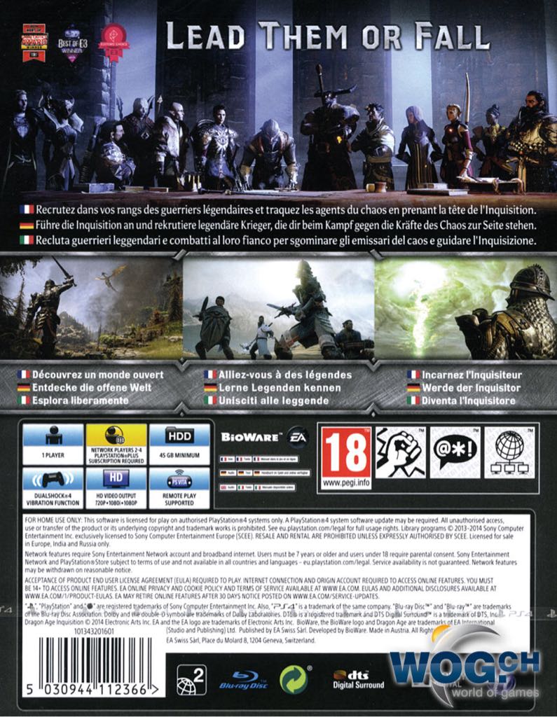 Dragon Age Inquisition - Sony PlayStation 4 (PS4) (Bioware) video game collectible [Barcode 5030930113803] - Main Image 2