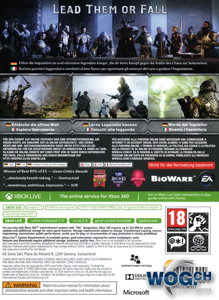 Dragon Age Inquisition - Microsoft Xbox 360 ((EA) Electronic Arts - 1) video game collectible [Barcode 5030931111143] - Main Image 2