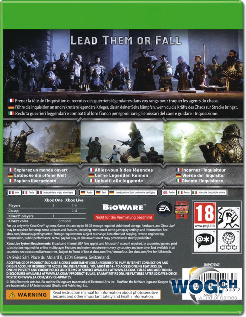 Dragon Age Inquisition - Microsoft Xbox One ((EA) Electronic Arts - 1-4) video game collectible [Barcode 5035224111350] - Main Image 2