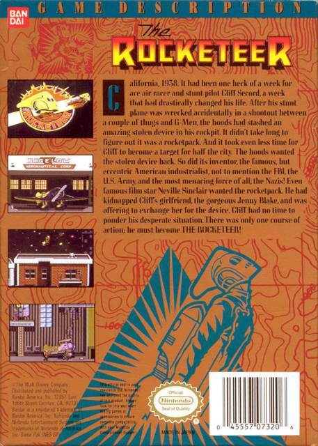 The Rocketeer - Nintendo Entertainment System (NES) (Bandai - 1) video game collectible [Barcode 045557073206] - Main Image 2