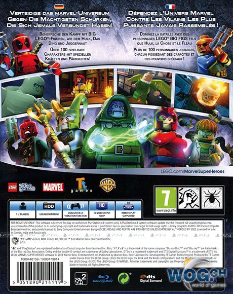 Lego Marvel Super Heroes, The - Sony PlayStation 4 (PS4) (Warner Bros. Interactive - 1-2) video game collectible [Barcode 5051892153348] - Main Image 2