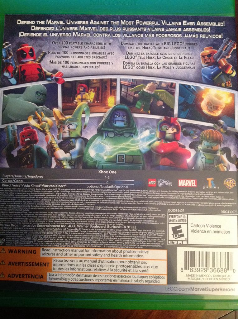 LEGO Marvel Super Heroes - Microsoft Xbox One (Tell Tale Games - 1) video game collectible [Barcode 883929366880] - Main Image 2