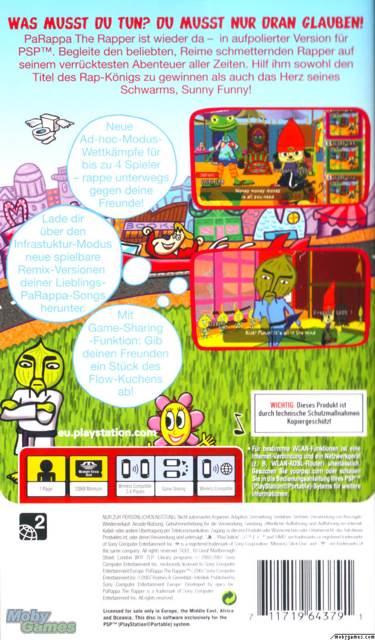 PaRappa The Rapper - Sony PlayStation Portable (PSP) (Sony Computer Entertainment - 4) video game collectible [Barcode 711719643494] - Main Image 2