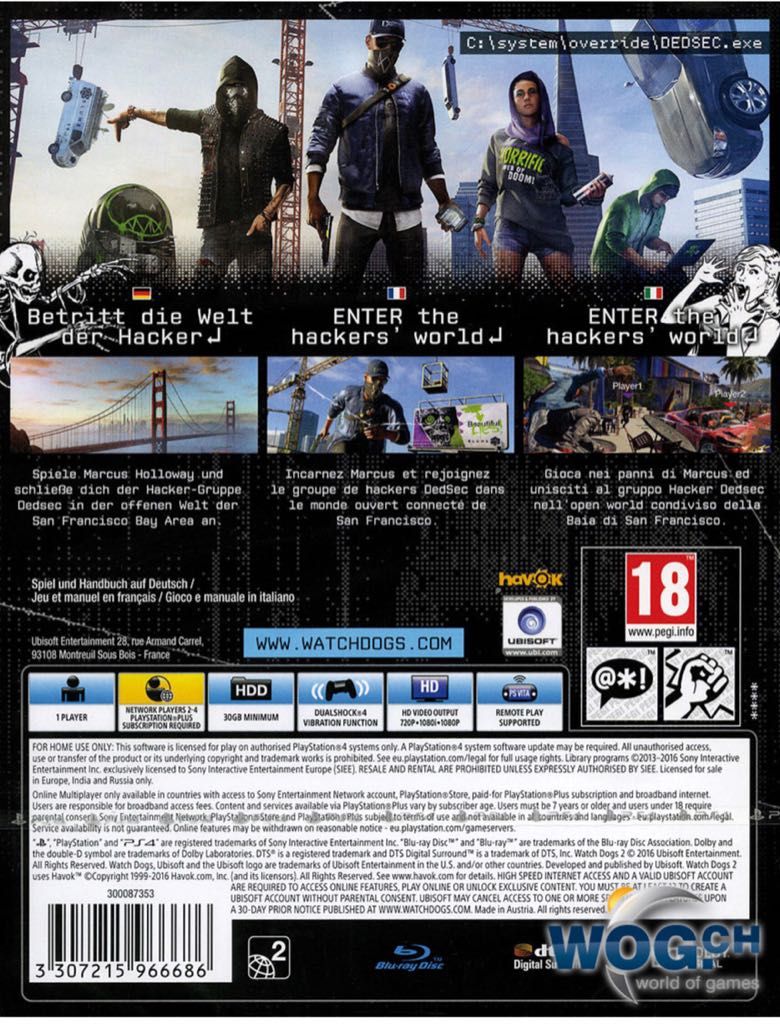 Watch Dogs 2 - Sony PlayStation 4 (PS4) (Ubi Soft - 1) video game collectible [Barcode 3307215966662] - Main Image 2