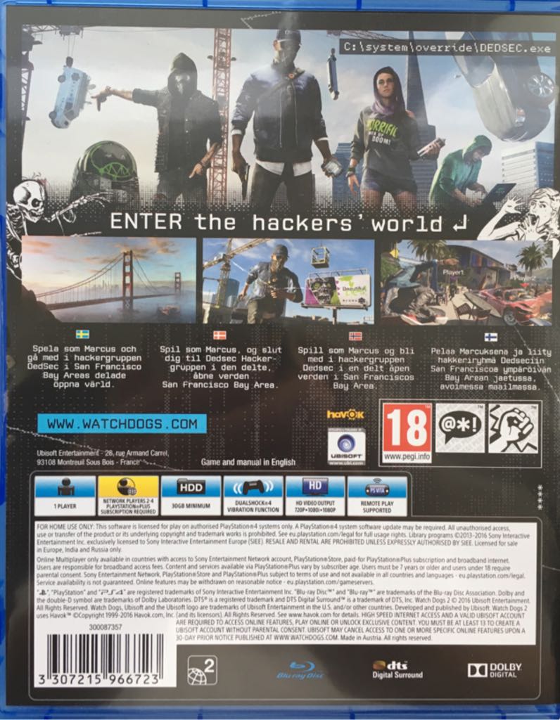 Watch Dogs 2 - Sony PlayStation 4 (PS4) (Ubisoft - 1) video game collectible [Barcode 3307215966723] - Main Image 2
