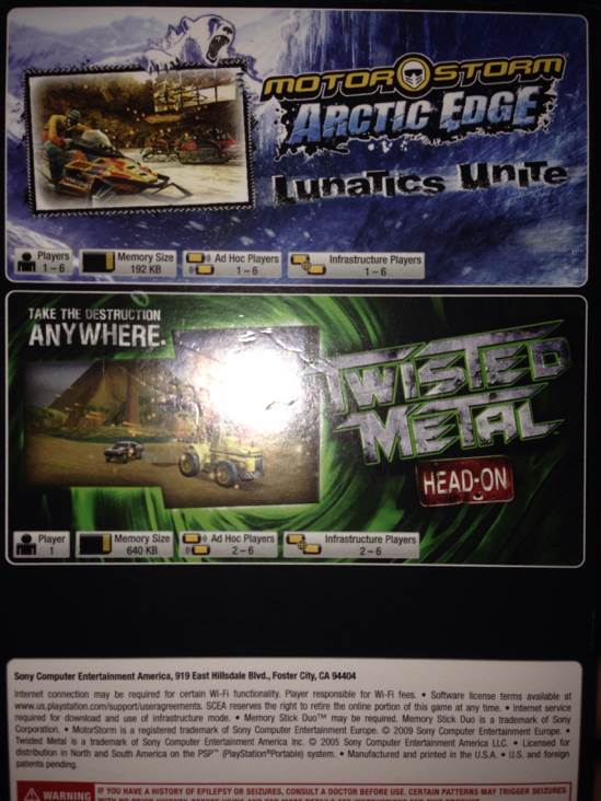 UMD Dual Pack: MotorStorm: Arctic Edge + Twisted Metal: Head-On - Sony PlayStation Portable (PSP) video game collectible - Main Image 2