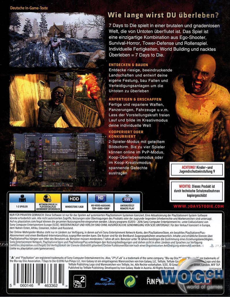 7 Days To Die - Sony PlayStation 4 (PS4) (The Fun Pimps - 1-2) video game collectible [Barcode 894515001801] - Main Image 2