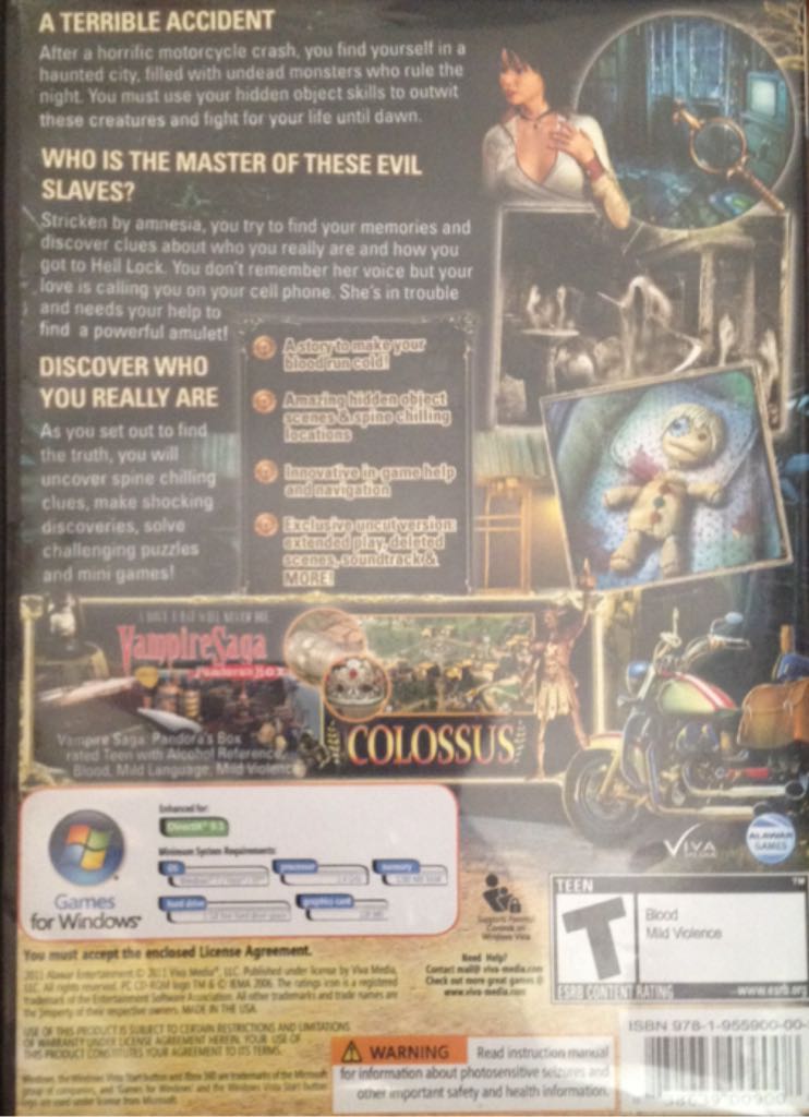 Vampire saga: welcome to hell lock WINDOWS XP/VISTA/WINDOWS 7 - PC (Viva Media) video game collectible [Barcode 838639009008] - Main Image 2