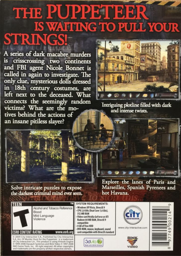 Art of Murder: Hunt for the Puppeteer PC Game - PC video game collectible [Barcode 897749002149] - Main Image 2