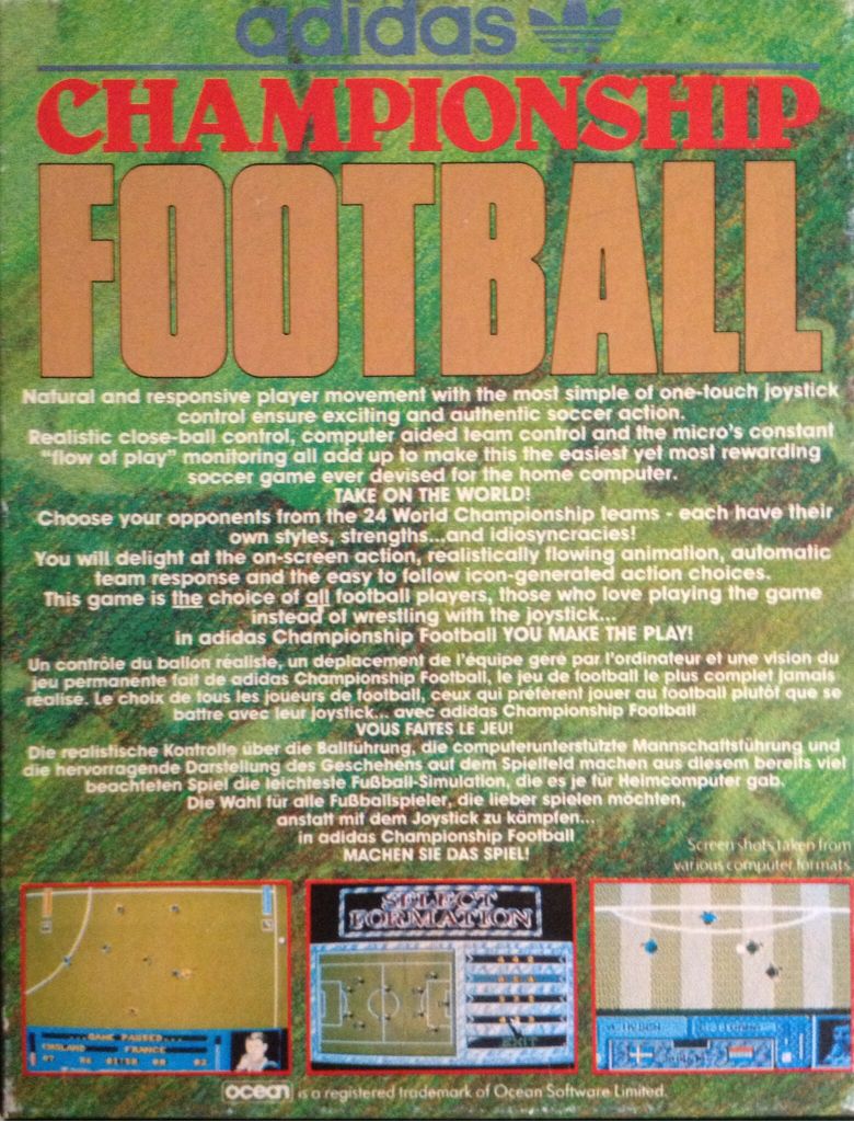 Adidas Championship Football - Commodore 64 (Ocean Software Ltd.) video game collectible - Main Image 2