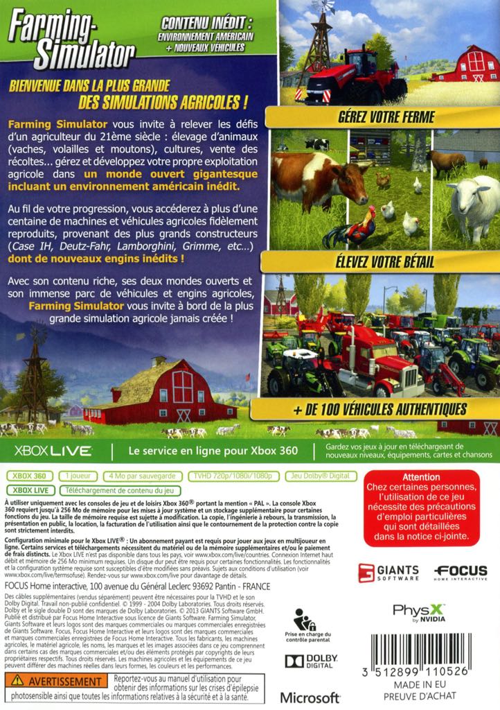 Farming Simulator - Microsoft Xbox 360 (1) video game collectible [Barcode 3512899110137] - Main Image 2