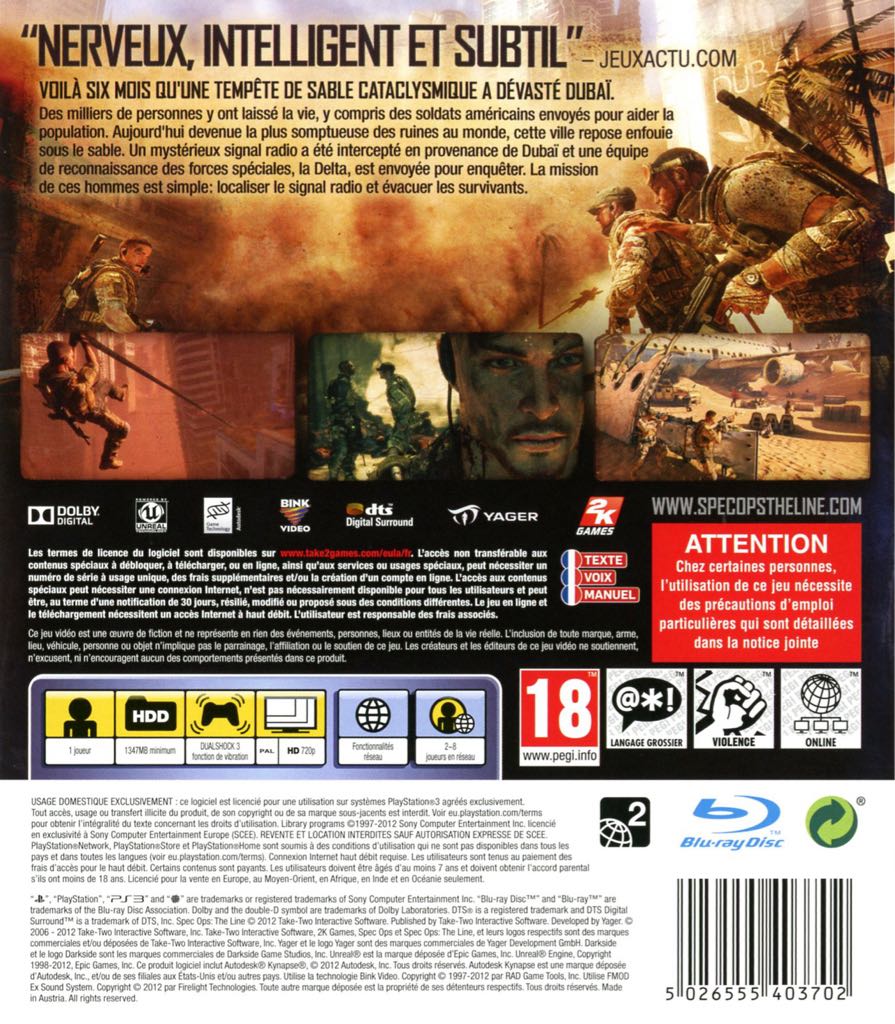 Spec Ops: The Line - Sony PlayStation 3 (PS3) (2K Games) video game collectible - Main Image 2