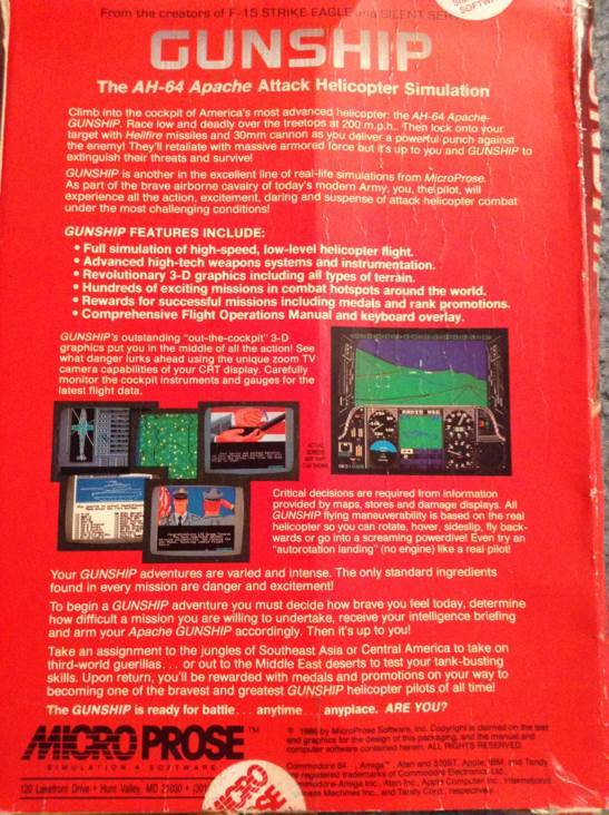 Gunship The Helicopter Simulation - Commodore 64 video game collectible - Main Image 2